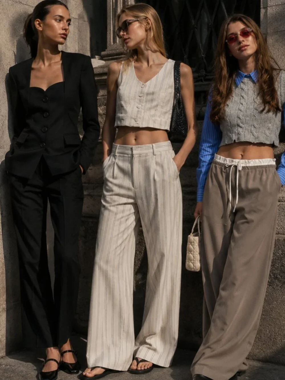 Mango Stripe Linen Mix Pants White/Cream Sz XS NWT
